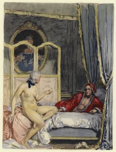Ilustração para as memórias de Casanova (litografia a cores) de Jules Marie Auguste Leroux