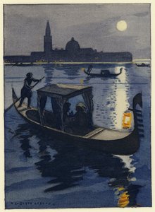 Ilustração para as memórias de Casanova (litografia a cores) de Jules Marie Auguste Leroux