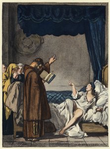 Ilustração para as memórias de Casanova (litografia a cores) de Jules Marie Auguste Leroux