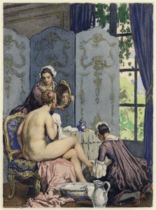 Ilustração para as memórias de Casanova (litografia a cores) de Jules Marie Auguste Leroux