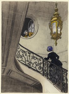 Ilustração para as memórias de Casanova (litografia a cores) de Jules Marie Auguste Leroux