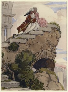 Ilustração para as memórias de Casanova (litografia a cores) de Jules Marie Auguste Leroux
