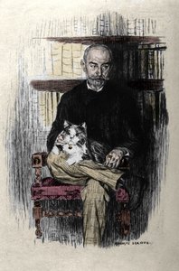Retrato de Joris Karl Huysmans (1848-1907), escritor e crítico literário. Desenho de Auguste Leroux (1871-1954). de Jules Marie Auguste Leroux