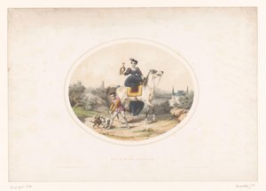Nobre mulher com falcão a cavalo
Retour au château (título sobre o objecto) de Jules Marie Desandre