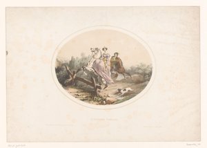 Nobre pula uma cerca com cavalo La Barrier Franchie (título no objeto) de Jules Marie Desandre
