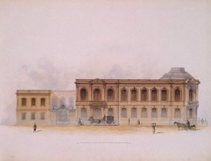 O Palácio Stroganov em São Petersburgo. Fachada, 1863 de Jules Mayblum