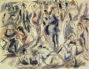 Praia americana; Plage American, c.1917 de Jules Pascin