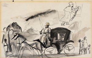 Figuras com Cabine (wc no papel) de Jules Pascin