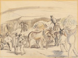 Colheitadeiras, 1917 (wc no papel) de Jules Pascin