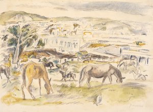 Cavalos na paisagem de Jules Pascin