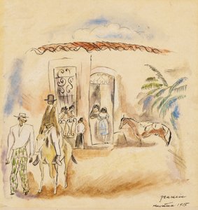 Paisagem com Figuras, Havana, 1915 (wc no papel) de Jules Pascin