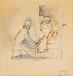 Nova Orleans Shoeshine (wc no papel) de Jules Pascin