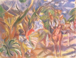 Cena do Sul com o homem dirigindo um carro, 1915 de Jules Pascin