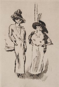 Duas mulheres no baile, c.1910 (gravura) de Jules Pascin