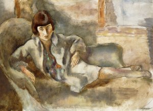 Mulher em um sofá; A Senhora do Canape, c.1927 de Jules Pascin