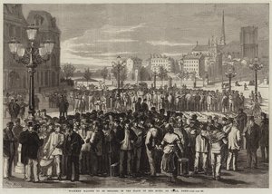 Trabalhadores esperando para se envolver no lugar do Hotel de Ville, Paris de Jules Pelcoq