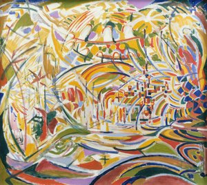 Bandeiras de ouro e guarda-sóis Praça de São Marcos (óleo sobre tela) de Jules Schmalzigaug