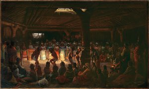 Dança numa Casa Redonda Subterrânea em Clear Lake, Califórnia de Jules Taverniers