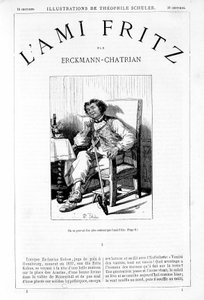 Fritz fumando o cachimbo - Frontispice de "O amigo Fritz", de Erckmann-Chatrian, doente. de Théophile Schuler