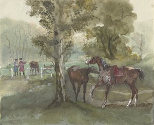 Cavalos no prado de Jules baron Finot