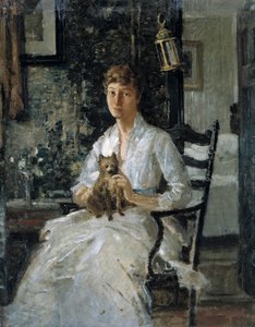 Retrato de uma senhora com um cão Anna Baker Weir, ca. 1890.