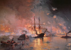 Captura de Nova Orleans pelo Oficial da Bandeira da União David G. Farragut, 24 de Abril de 1862 (óleo sobre tela)