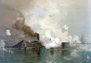 O Monitor e Merrimac, 9 de março de 1862, pub.1886