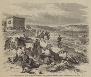 O Campo de Tchernaya, após a Batalha, trazendo os Feridos para uma Casa de Picadinho Francesa de Julian Portch