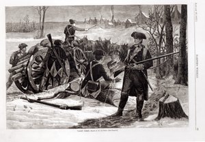 Cena de inverno no Acampamento do Exército Continental em Valley Forge, Pensilvânia, 1780, de &39;Harper&39;s Weekly&39;, 1877
