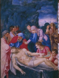 Entombment, de um fac-símile do Breviary do rei Philip II de Spain, 1569 (pergaminho)