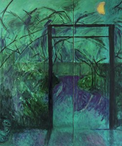 Moonlit Garden(óleo sobre tela)