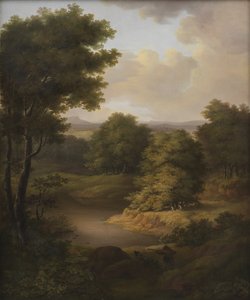 Tiro de pato em uma paisagem arborizada de Julie Lütken