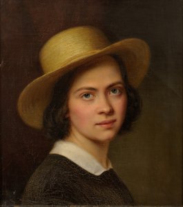Estónio: "Autorretrato (com chapéu de palha)" de Julie Wilhelmine Hagen-Schwarz