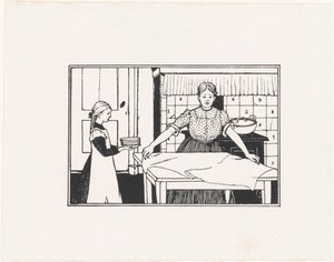 Mulher e rapariga põem uma mesa de Julie de Graag