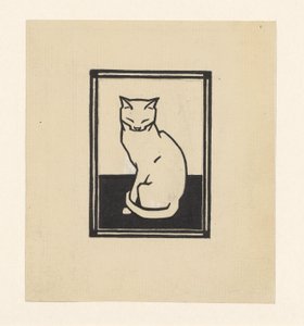 Gato sentado de olhos fechados de Julie de Graag