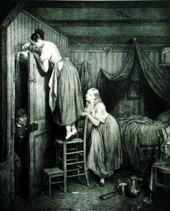 The Nosy Parker Punished, gravado por Alphonse Leon Noel (1807-84) (estampado) de Julien (after) Vallou de Villeneuve