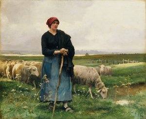 Uma pastora com seu rebanho, de Julien Dupre