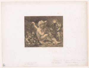 Amor e putti afiam suas flechas Les Preparatifs de la guerre de Julien Leopold Boilly