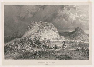 Ruínas do Chateau dArtns perto de Huelgoat, Bretanha, 1845-1846. de Julien Louis Jacottet