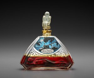 Nuit Fleurie, garrafa desenhada c. 1920, feito c. 1930 (vidro, cera e linha) de Julien Viard