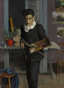 Auto-retrato do artista em seu estúdio, 1898. de Julio Romero de Torres