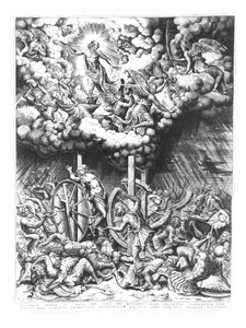 O Céu e o Inferno, gravura de Hieronymus Cock (c.1510-70) 1565 (gravura) de Julio de Mantua