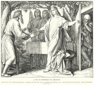 Um Filho é Prometido a Abraão (gravura) de Julius (after) Schnorr von Carolsfeld
