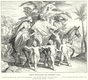 Abram Eis a Terra Prometida (gravura) de Julius (after) Schnorr von Carolsfeld