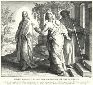 Cristo Aparece aos Dois Discípulos a Caminho de Emaús (gravura) de Julius (after) Schnorr von Carolsfeld