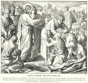 Cristo Alimenta os Cinco Mil (gravura) de Julius (after) Schnorr von Carolsfeld