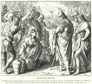 David e Abigail (gravura) de Julius (after) Schnorr von Carolsfeld