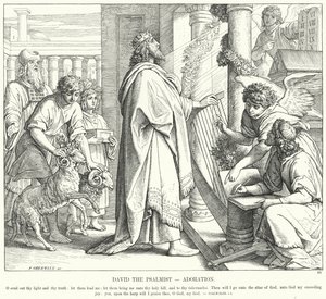 David, o Salmista, Adoração (gravura) de Julius (after) Schnorr von Carolsfeld