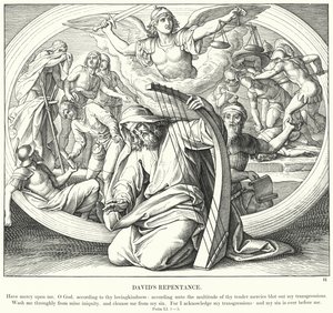 O Arrependimento de David (gravação) de Julius (after) Schnorr von Carolsfeld