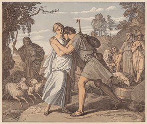 Jacob e Raquel no poço, Génesis, XXIX de Julius (after) Schnorr von Carolsfeld